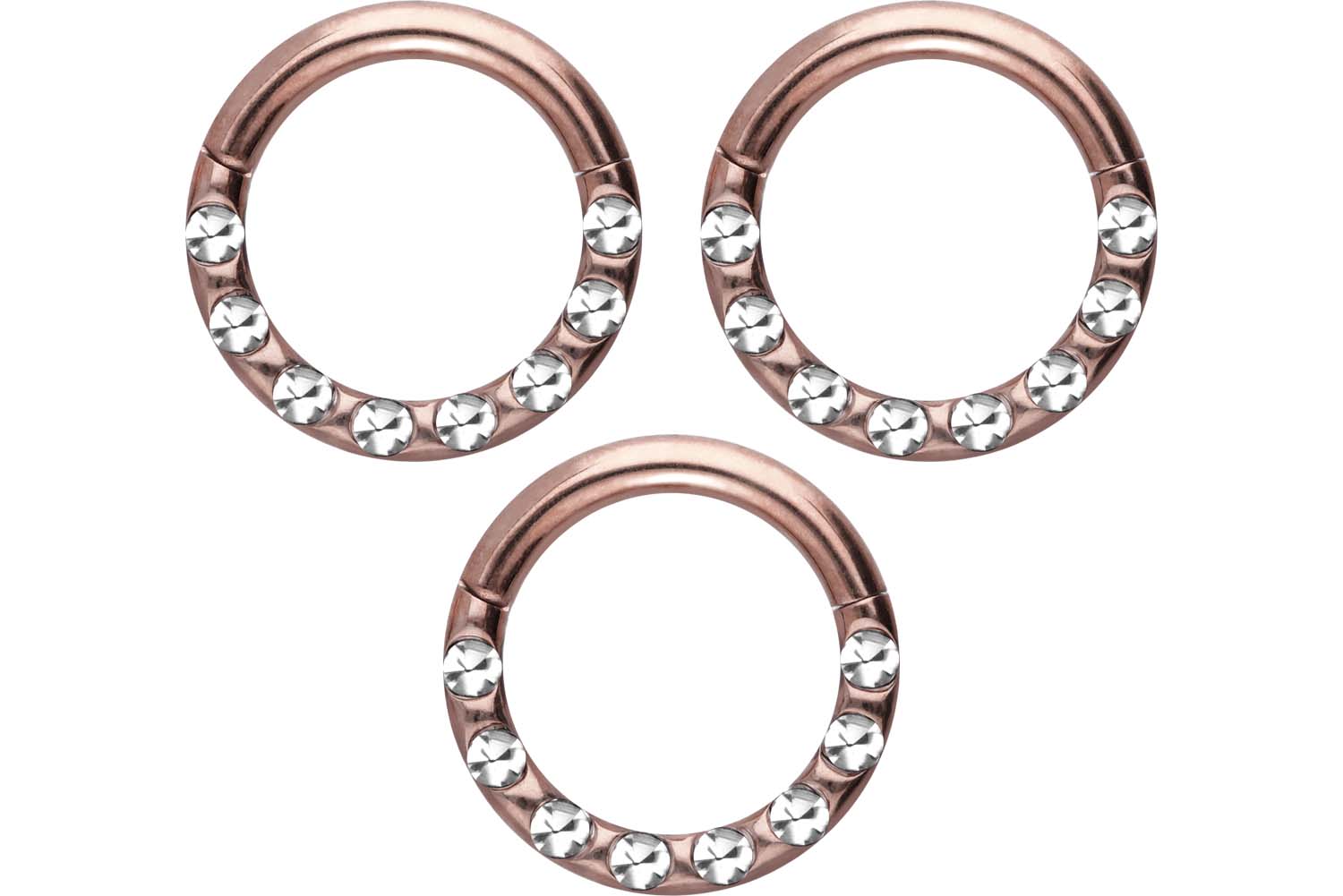 SET Chirurgenstahl Segmentring Clicker Piercing KRISTALLE + EPOXY